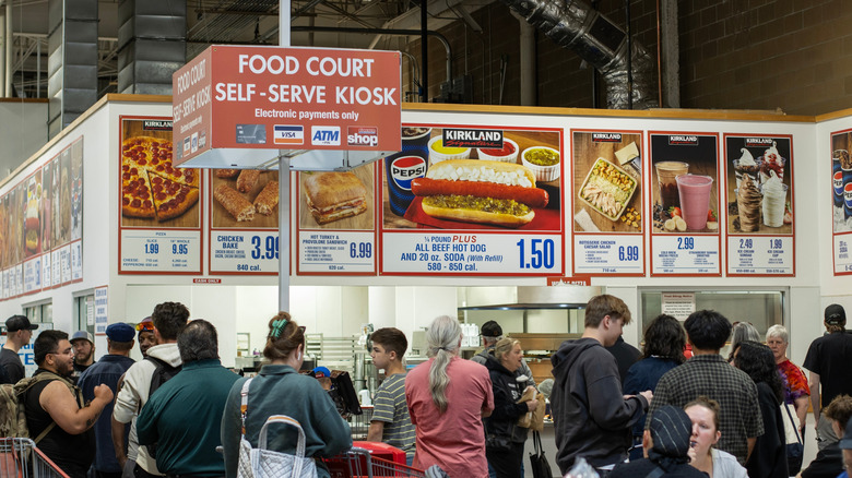 customers waiting for food inside a Costco food court