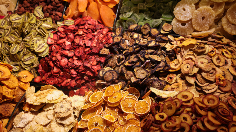 various dried fruits on display