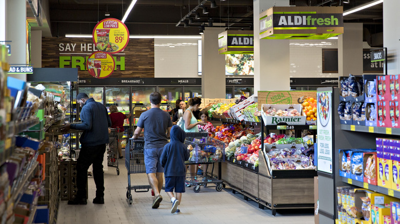 shoppers at Aldi