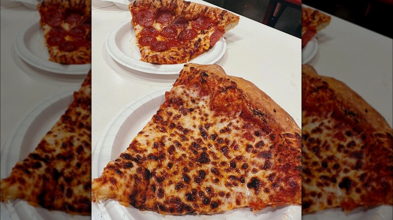 Costco Cheese and pepperoni pizza slices.