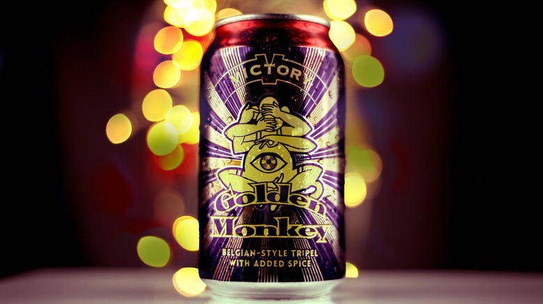 A can of Victory Brewing Golden Monkey beer