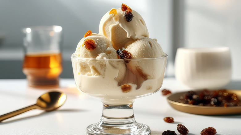 homemade rum raisin ice cream