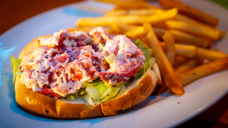 Lobster roll with french fries
