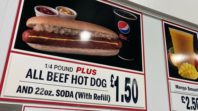 Menu photo of the hot dog combo at Costco's food court