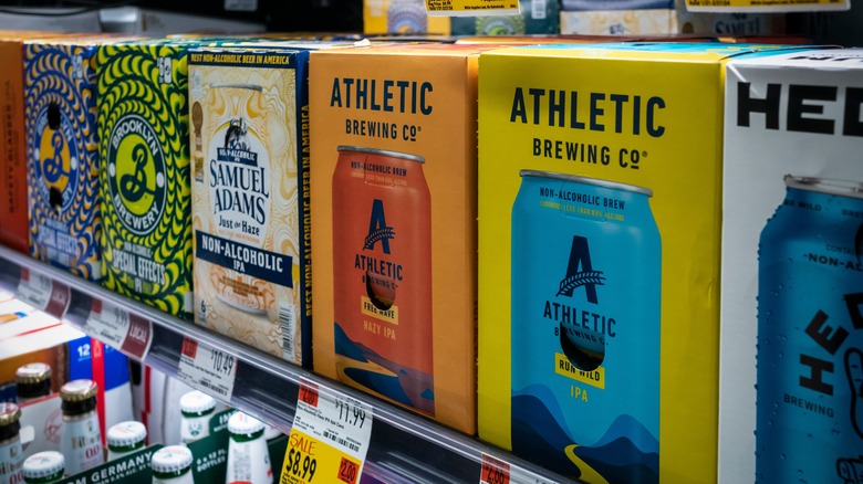 non-alcoholic beer at grocery store