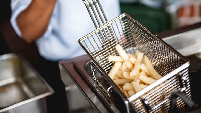 Fries in deep fry basket