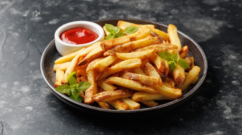 homemade fries with ketchup