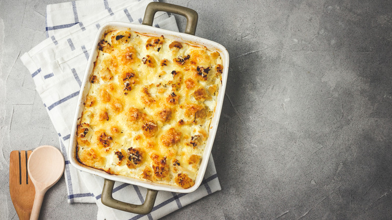 Dish of cheesy cauliflower