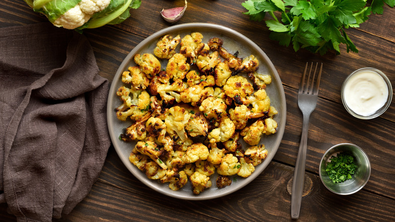 Plate of roasted cauliflower