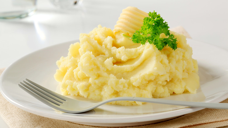 fluffy mashed potatoes on a plate