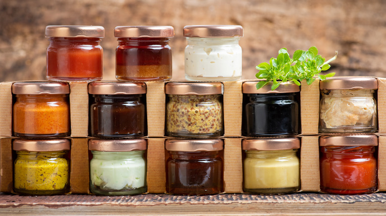small jars of sauce