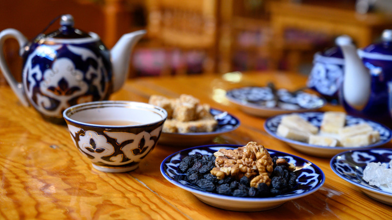 Tea and sweets at a tea house in Uzbekistan