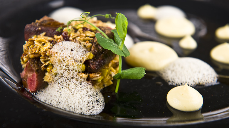 Plate of food at Michelin star restaurant