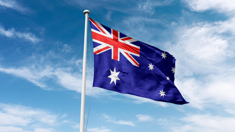 Australian flag against the sky