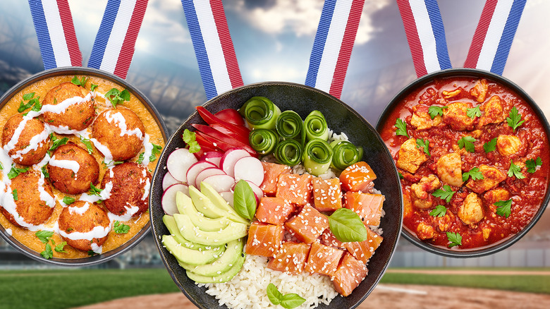 Bowls of food as Olympic medals