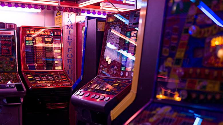 Arcade machines lined up in family game area