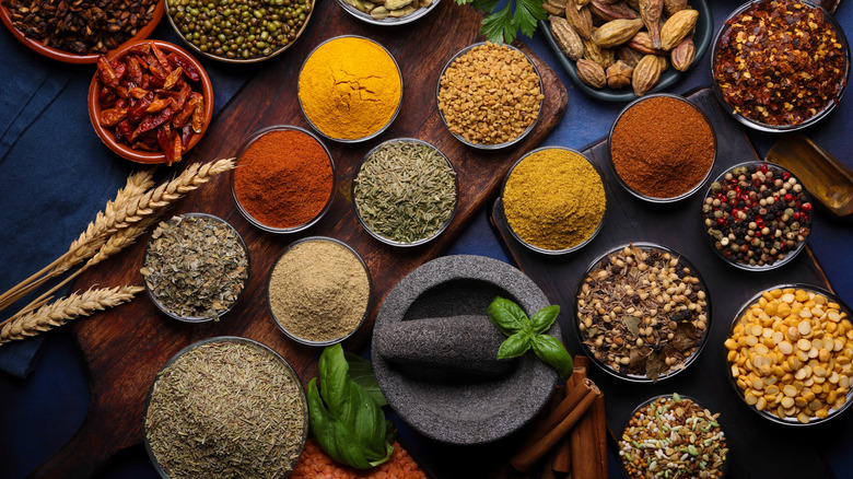 A selection of herbs and spices.