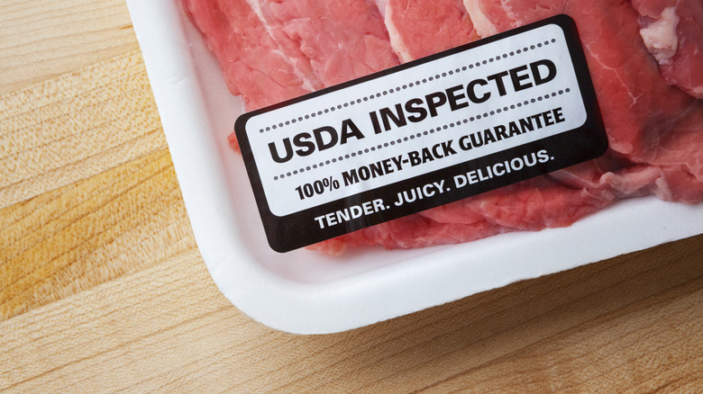 packaged meat with USDA sticker