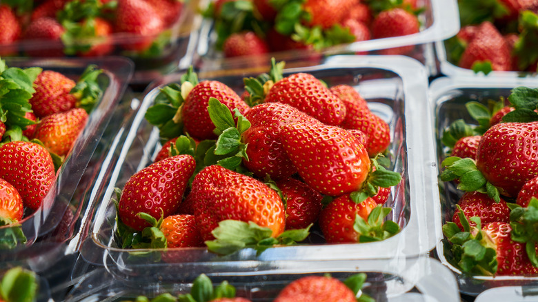 Strawberries in plastic container