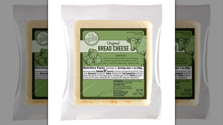 A package of Aldi's Emporium Selection bread cheese.