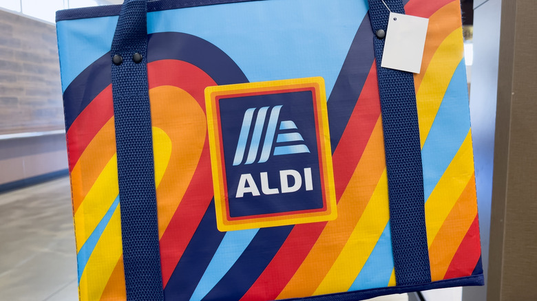 An Aldi reusable shopping bag.
