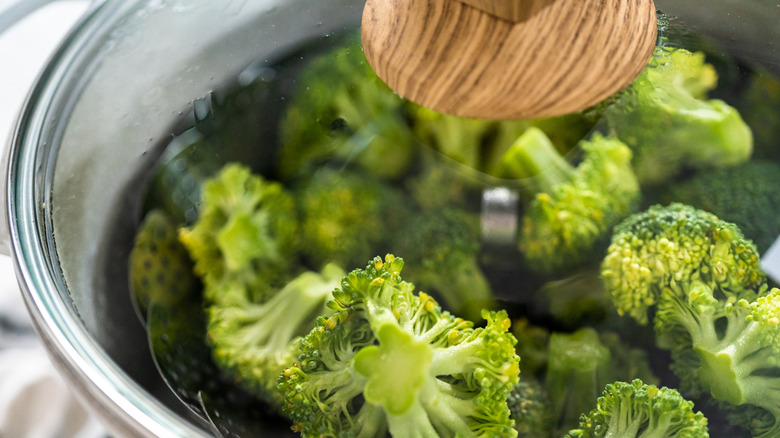 broccoli in steamer