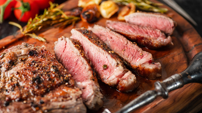 A succulent ribeye topped with seasoning