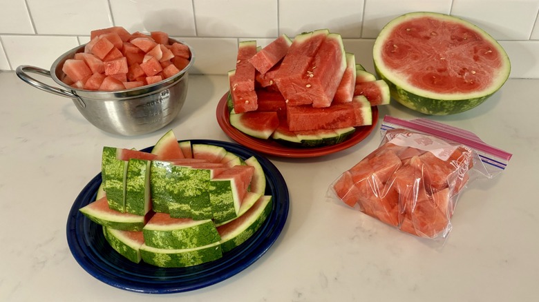 different cuts of watermelon