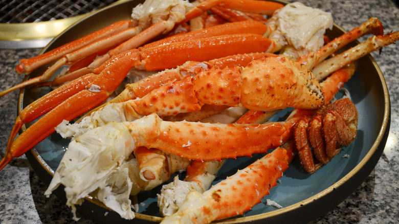 Snow crab legs on a plate