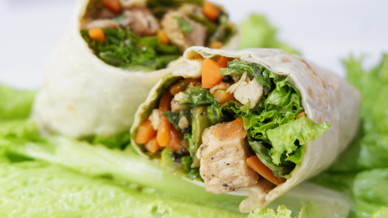 chicken Caesar and veggie wraps