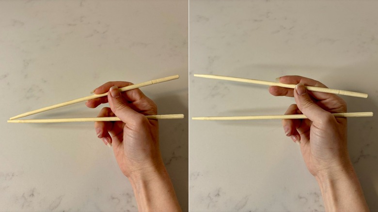 Chopsticks open and closing