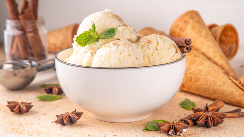 masala chai ice cream in a bowl