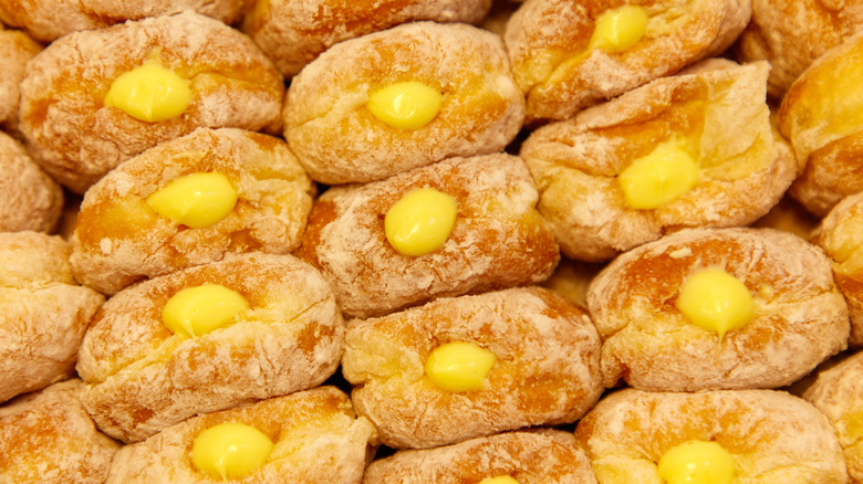 Donuts filled with yellow cream