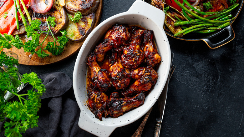 Teriyaki-glazed chicken wings