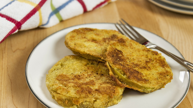 Fried green tomatoes on a plate
