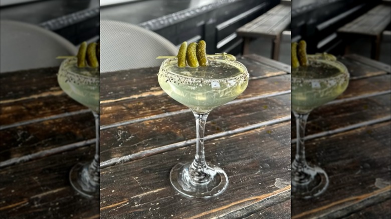Dirty pickle martini from Forty Thieves