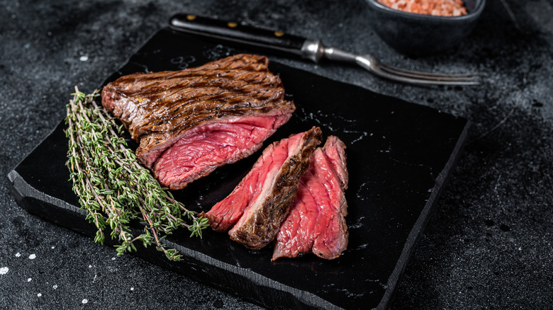 A grilled venison steak, similar to elk meat.