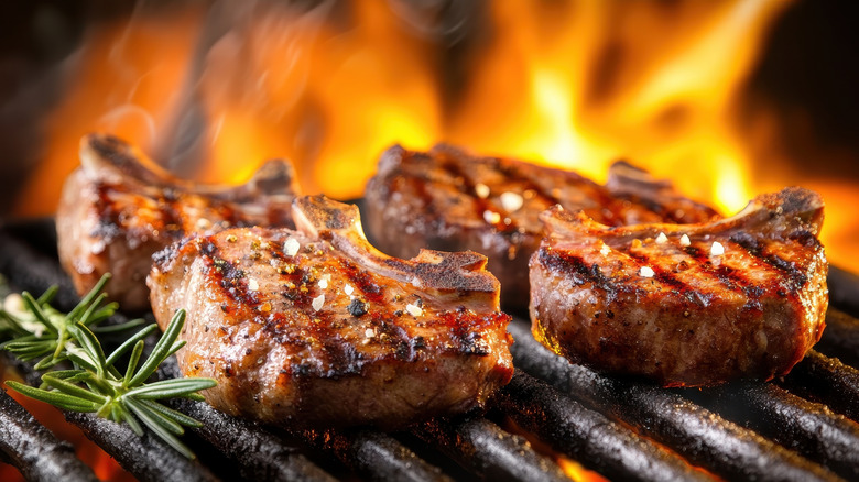 Lamb chops on grill