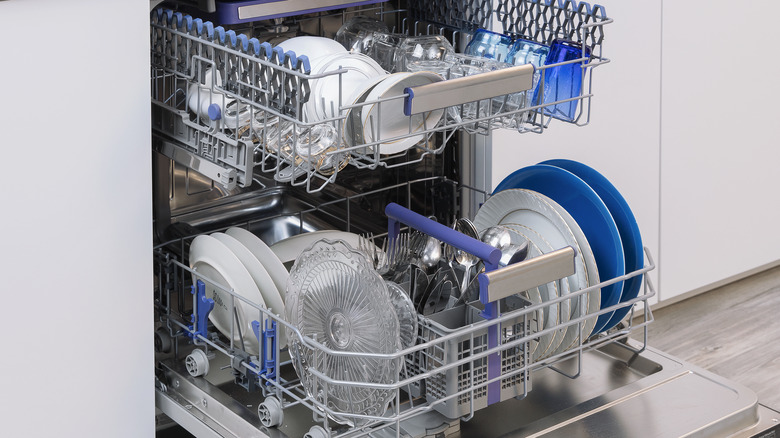 open dishwasher in kitchen