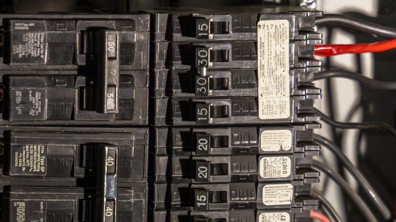 breaker box showing many switches