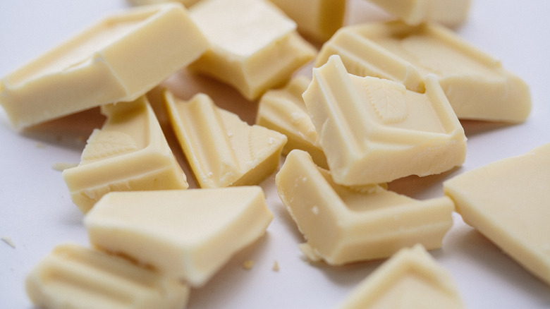 White chocolate bar broken up
