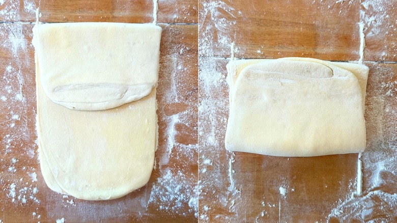 a split image of a folding lamination technique