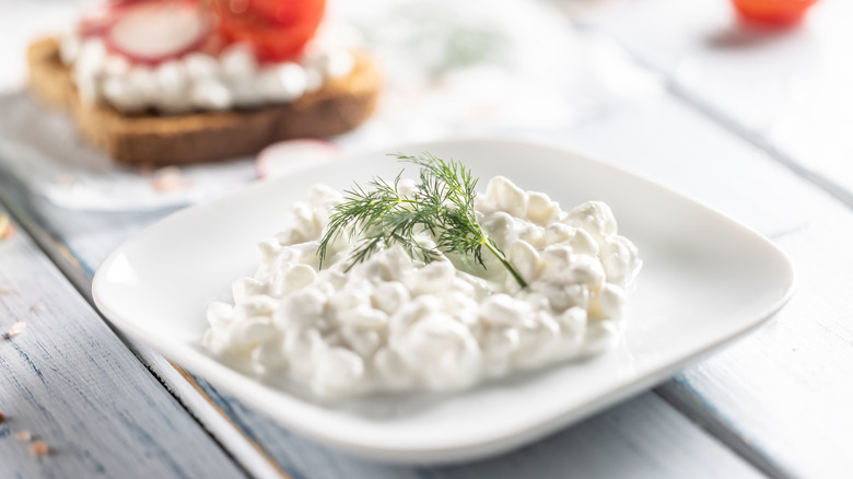 Plate of cottage cheese
