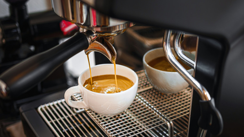 espresso extracted into cup