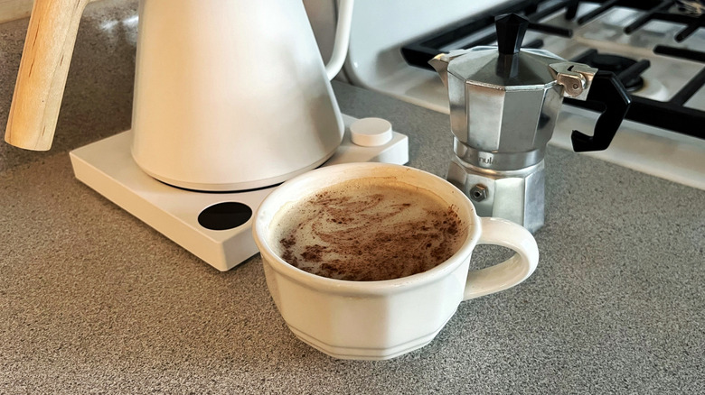 Latte made with moka pot
