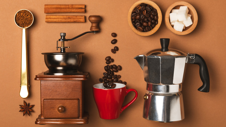 Moka pot with extra tools