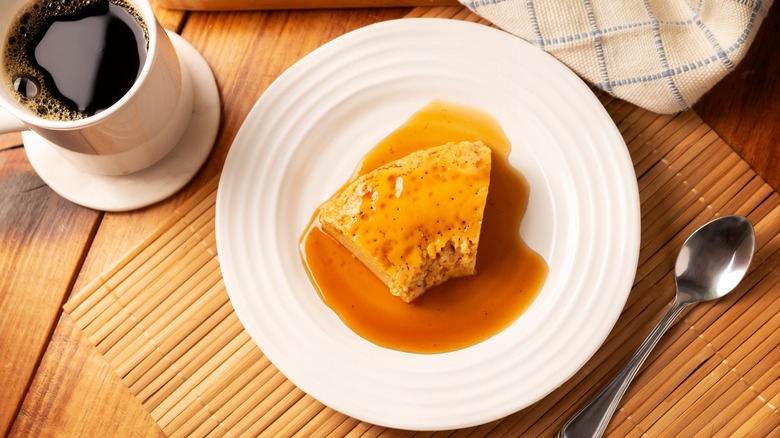 top down view of served flan