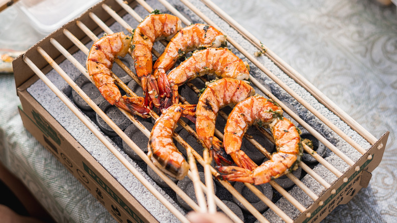 Shrimp on a DIY grill