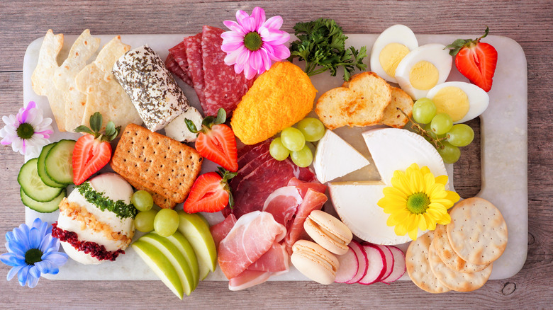Easter-themed charcuterie snack board