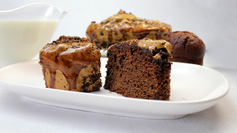 Bourbon cake on a white plate